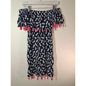 Escapada Dress Off Shoulder Boho Summer Vacation Casual Tropical Blue Size Small